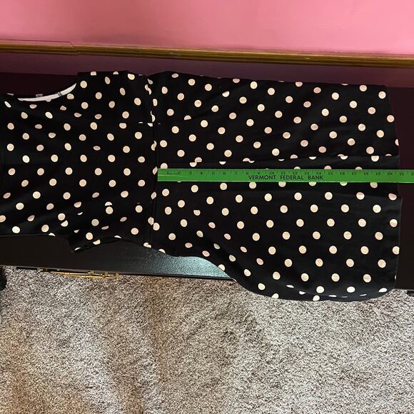 Ann Taylor V Neck Cotton Midi Dress Black wPolka Dots Size 8 - Picture 7 of 12